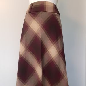 Dress Barn Plaid A-line Skirt Burgundy 12